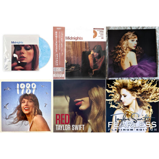 Midnights (X) (Moonstone Blue LP Vinyl) & Midnights (X) (Blood Moon LP Vinyl) & Speak Now (Taylor's Version) (Orchid Marbled Vinyl/3LP) & 1989 (Taylor's Version) (2LP/Crystal Skies Blue Vinyl) & Red & Fearless Platinum Edition