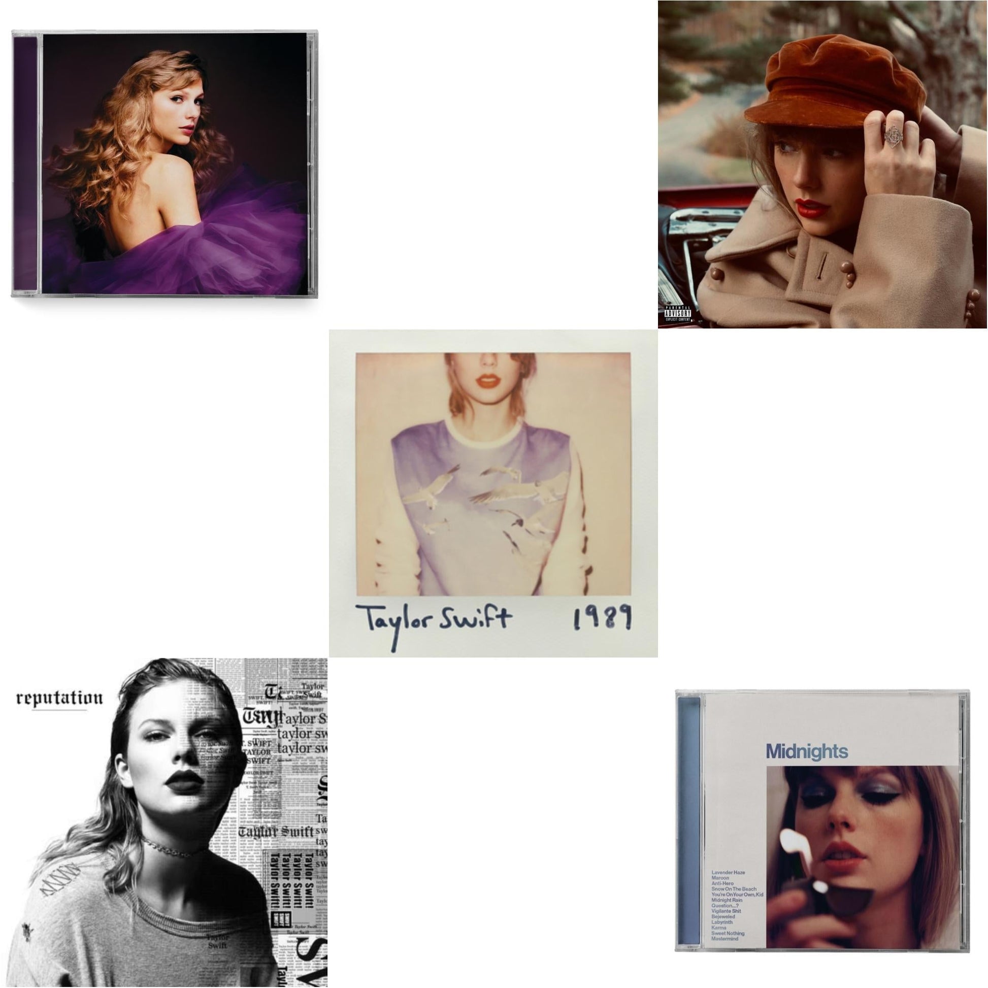 This is a 5 CD SKU bundle.
1.This CD is brand new.Format: CDThis item's title is: Red (Taylor's Version) (X) (2CD)Artist: Taylor SwiftLabel: REPUBLICBarcode: 602438737628Release Date: 11/12/2021
2.This CD is brand new.