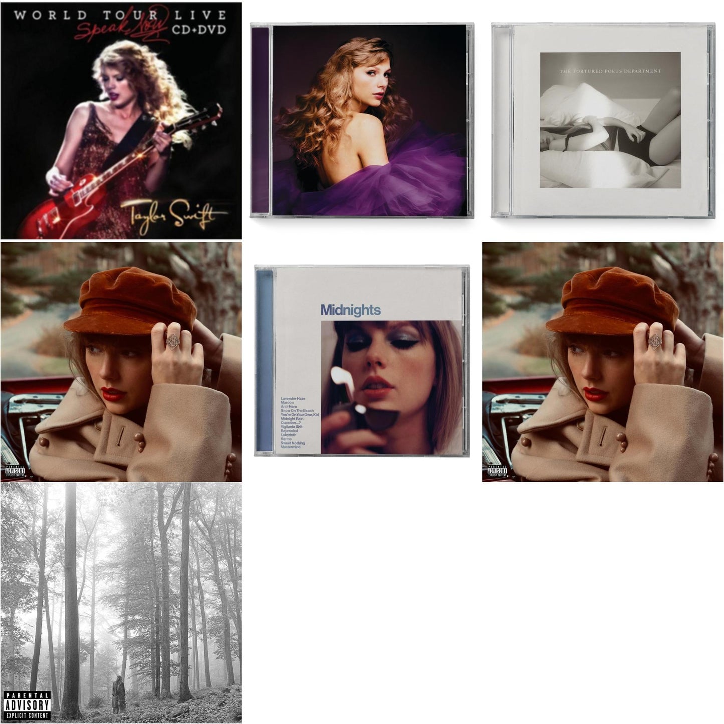 This is a 7 CD SKU bundle.
1.This CD is brand new.Format: CDMusic Style: VocalThis item's title is: Folklore (X)Artist: Taylor SwiftLabel: REPUBLICBarcode: 602435034805Release Date: 8/7/2020
2.This CD is brand new.