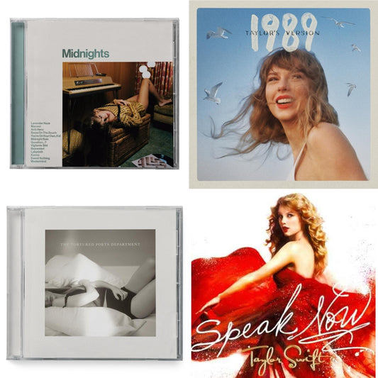 This is a 4 CD SKU bundle.
1.This CD is brand new.Format: CDMusic Style: Synth-popThis item's title is: Midnights (X) (Jade Green CD)Artist: Taylor SwiftLabel: REPUBLICBarcode: 602445790104Release Date: 10/21/2022
2.This CD is brand new.