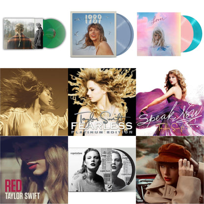 This is a 9 LP Vinyl SKU bundle.
1.This LP Vinyl is brand new.Format: LP VinylMusic Style: Alternative RockThis item's title is: Evermore (Green Vinyl/2LP)Artist: Taylor SwiftLabel: Republic RecordsBarcode: 602435651279Release Date: 5/28/2021
2.This LP Vinyl is brand new.