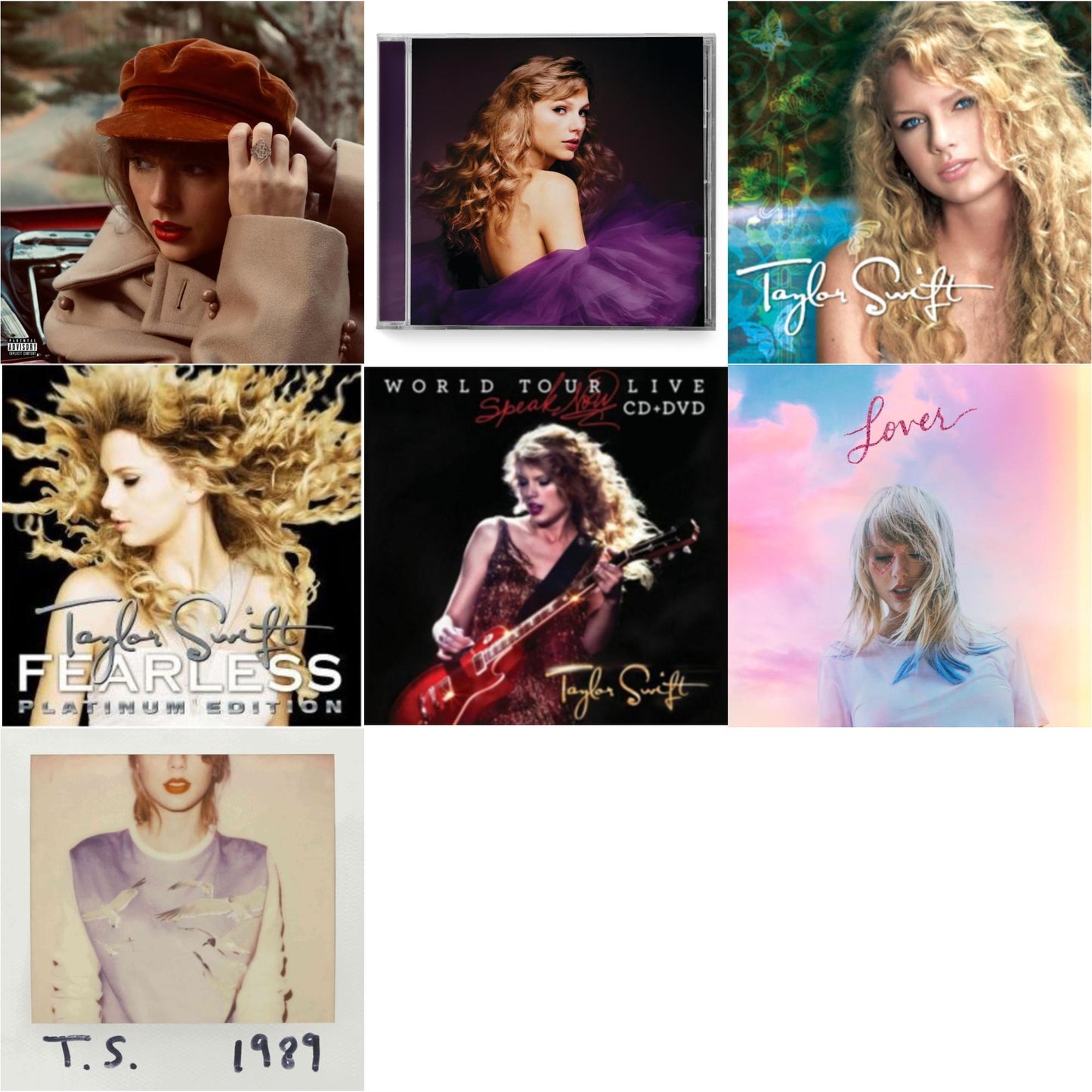 This is a 7 CD SKU bundle.
1.This CD is brand new.Format: CDMusic Style: BalladThis item's title is: Red (Taylor's Version) (Edited) (2CD)Artist: Taylor SwiftLabel: REPUBLICBarcode: 602438737635Release Date: 11/12/2021
2.This CD is brand new.