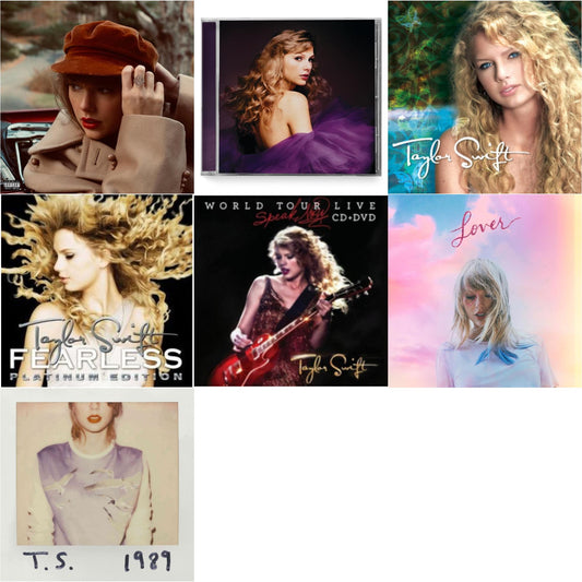 This is a 7 CD SKU bundle.
1.This CD is brand new.Format: CDMusic Style: BalladThis item's title is: Red (Taylor's Version) (Edited) (2CD)Artist: Taylor SwiftLabel: REPUBLICBarcode: 602438737635Release Date: 11/12/2021
2.This CD is brand new.