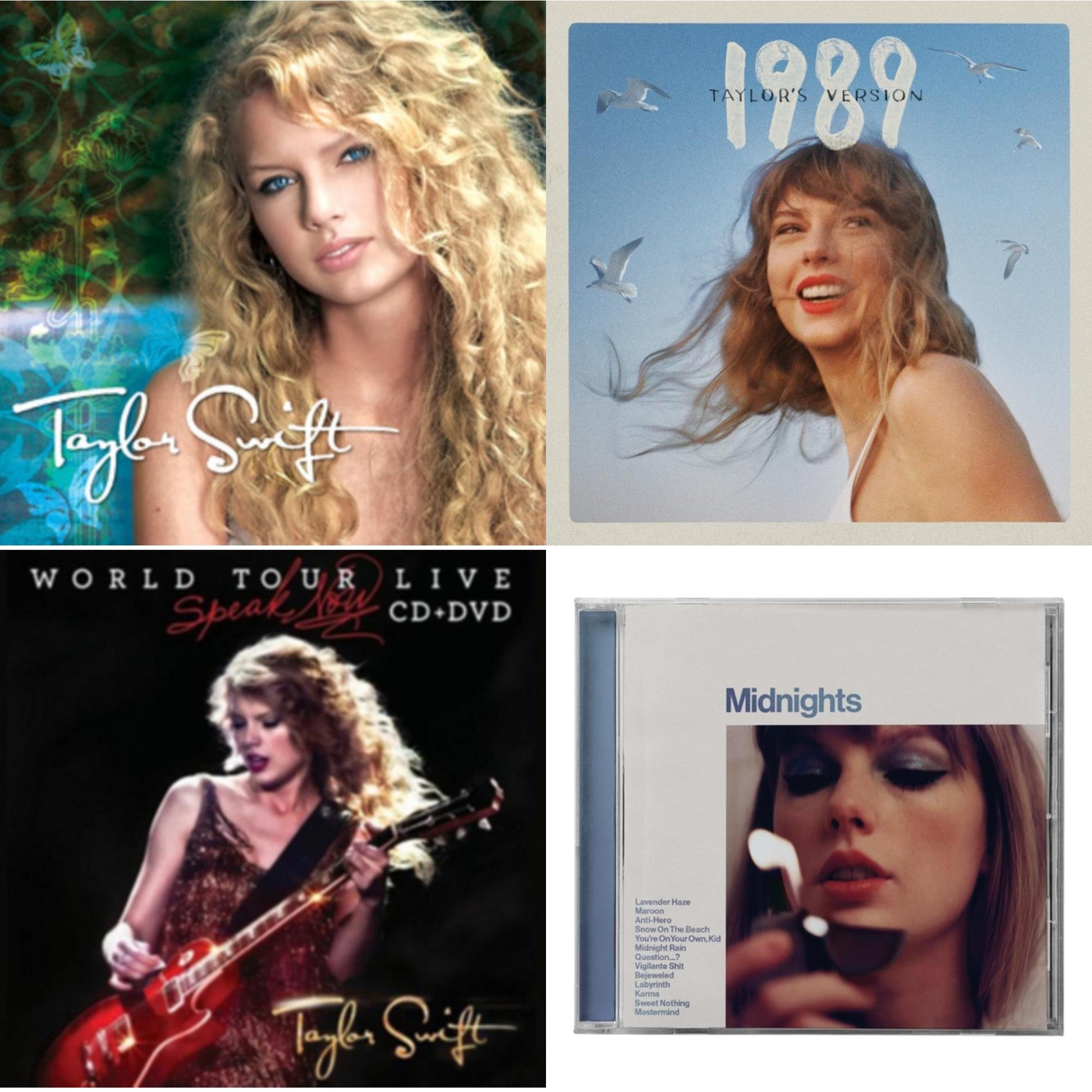 This is a 4 CD SKU bundle.
1.This CD is brand new.Format: CDThis item's title is: Midnights (X) (Moonstone Blue CD)Artist: Taylor SwiftLabel: REPUBLICBarcode: 602445790098Release Date: 10/21/2022
2.This CD is brand new.