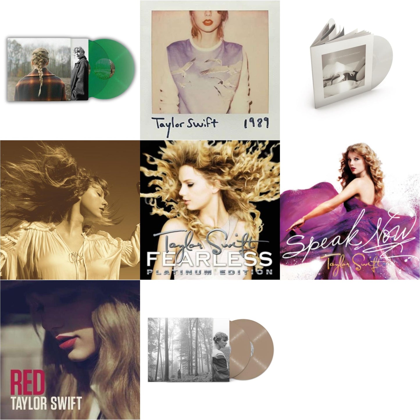 This is a 8 LP Vinyl SKU bundle.
1.This LP Vinyl is brand new.Format: LP VinylMusic Style: VocalThis item's title is: Folklore (X) (Beige Vinyl/2LP)Artist: Taylor SwiftLabel: Republic RecordsBarcode: 602435034881Release Date: 7/23/2021
2.This LP Vinyl is brand new.