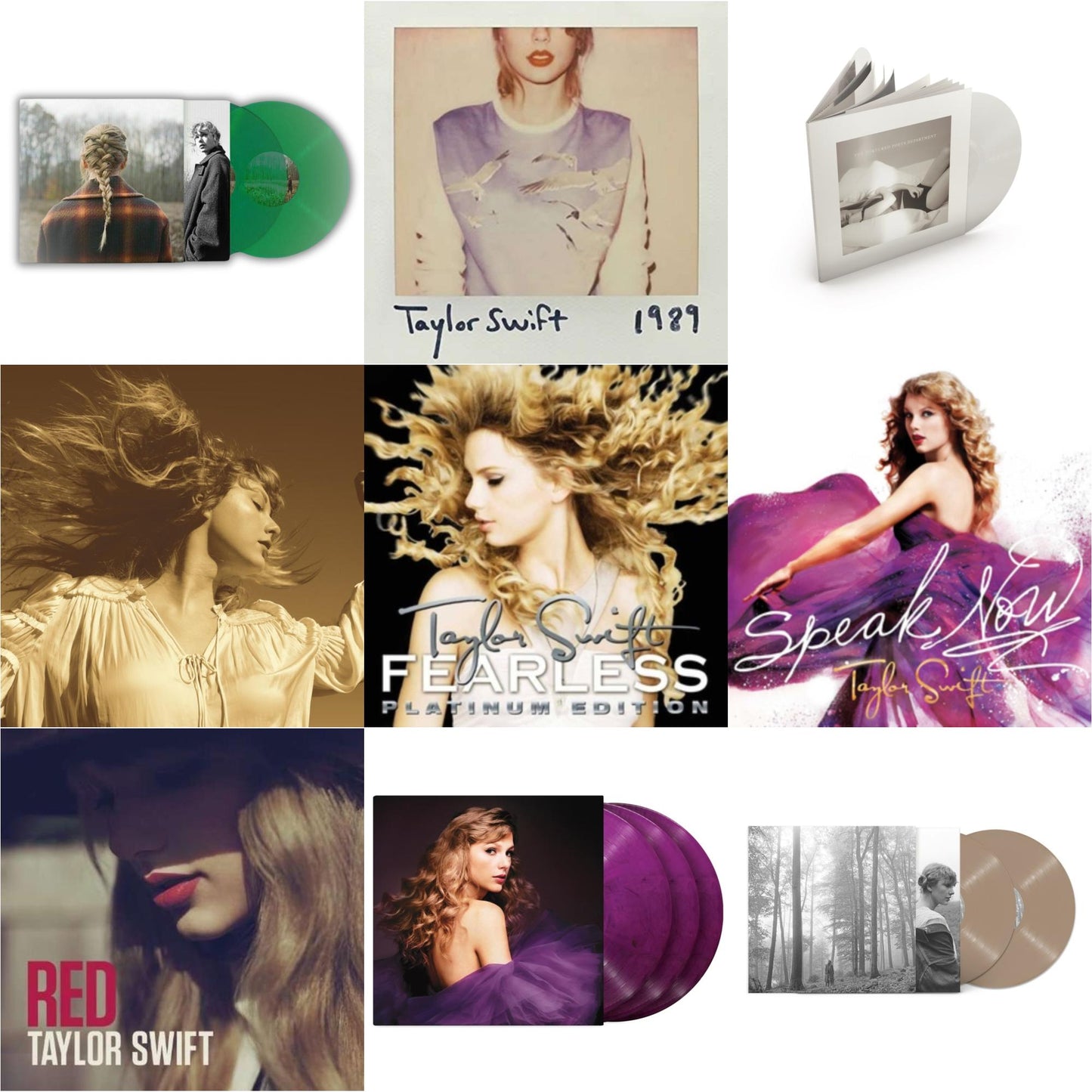 This is a 9 LP Vinyl SKU bundle.
1.This LP Vinyl is brand new.Format: LP VinylMusic Style: VocalThis item's title is: Folklore (X) (Beige Vinyl/2LP)Artist: Taylor SwiftLabel: Republic RecordsBarcode: 602435034881Release Date: 7/23/2021
2.This LP Vinyl is brand new.