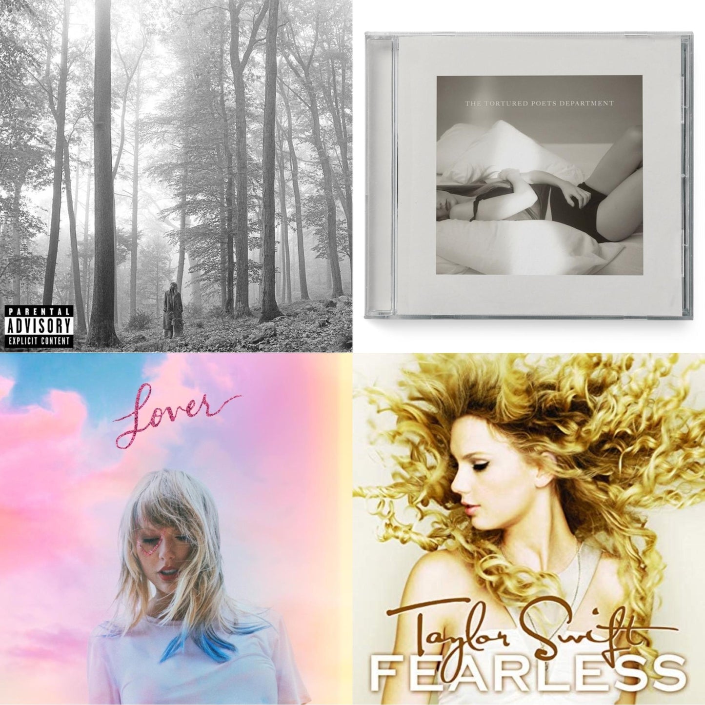 This is a 4 CD SKU bundle.
1.This CD is brand new.Format: CDMusic Style: VocalThis item's title is: Folklore (X)Artist: Taylor SwiftLabel: REPUBLICBarcode: 602435034805Release Date: 8/7/2020
2.This CD is brand new.