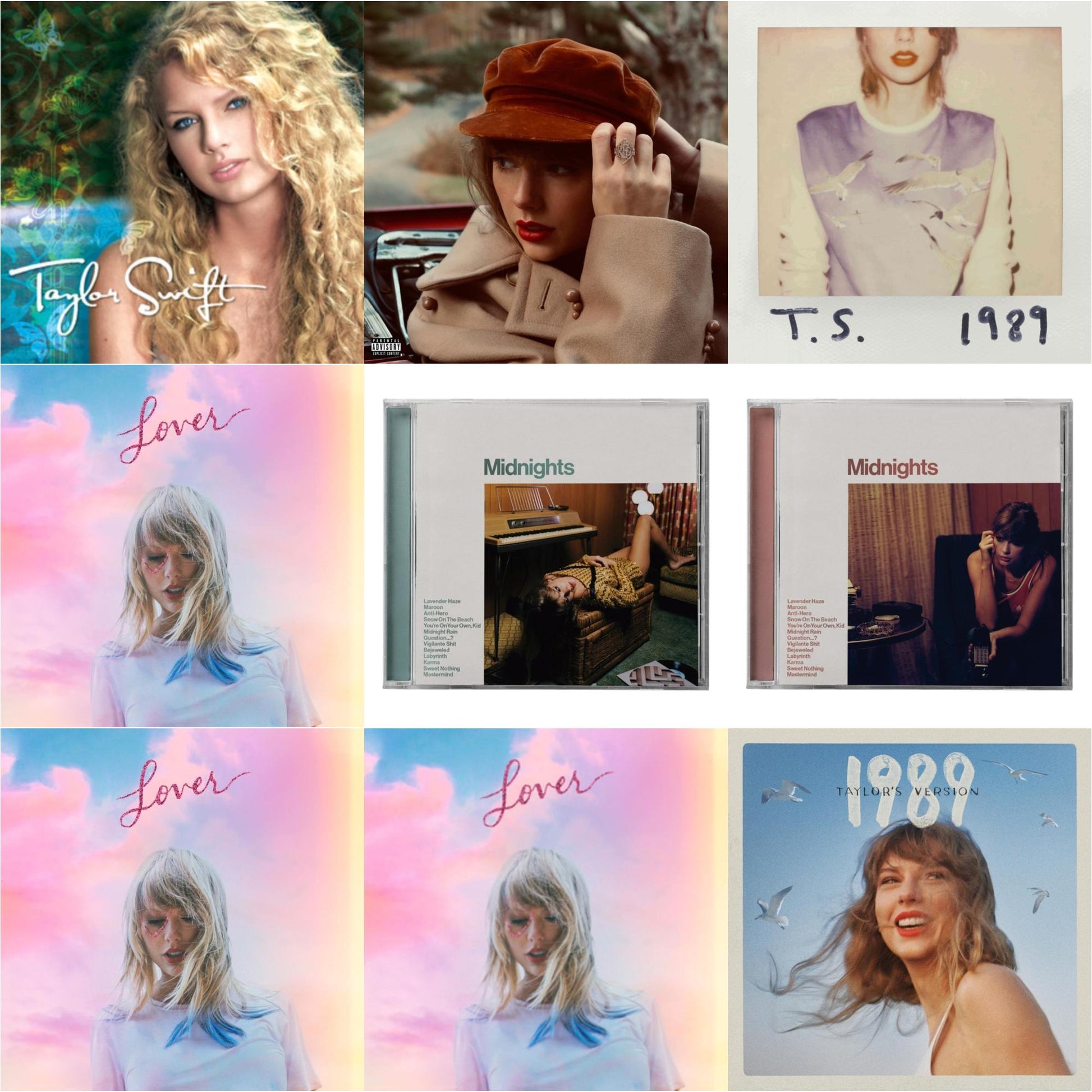 This is a 9 CD SKU bundle.
1.This CD is brand new.Format: CDMusic Style: BalladThis item's title is: Red (Taylor's Version) (Edited) (2CD)Artist: Taylor SwiftLabel: REPUBLICBarcode: 602438737635Release Date: 11/12/2021
2.This CD is brand new.