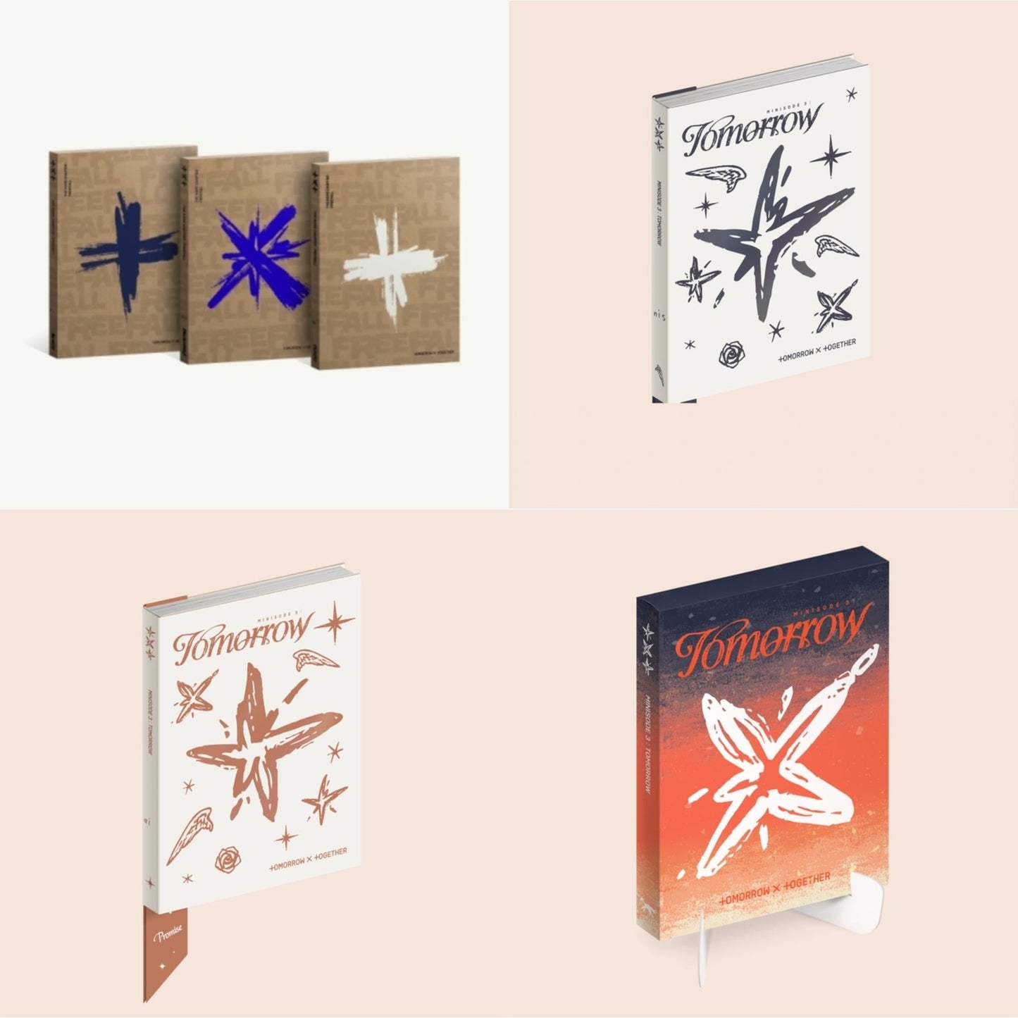 Tomorrow X Together - Minisode 3: Tomorrow (Ethereal Ver.) & Minisode 3: Tomorrow (Promise Ver.) & Minisode 3: Tomorrow (Light Ver.) & Freefall (Reality/Melacholy/Clarity Ver.) - CD Bundle