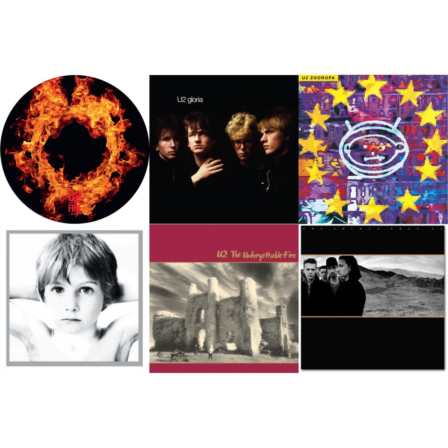 Fire (40Th Anniversary Edition/Picture Disc) & Gloria (40Th Anniversary/180G/Transparent Yellow LP Vinyl) & Zooropa (Transparent Yellow/2LP) & Boy & Unforgettable Fire & Joshua Tree