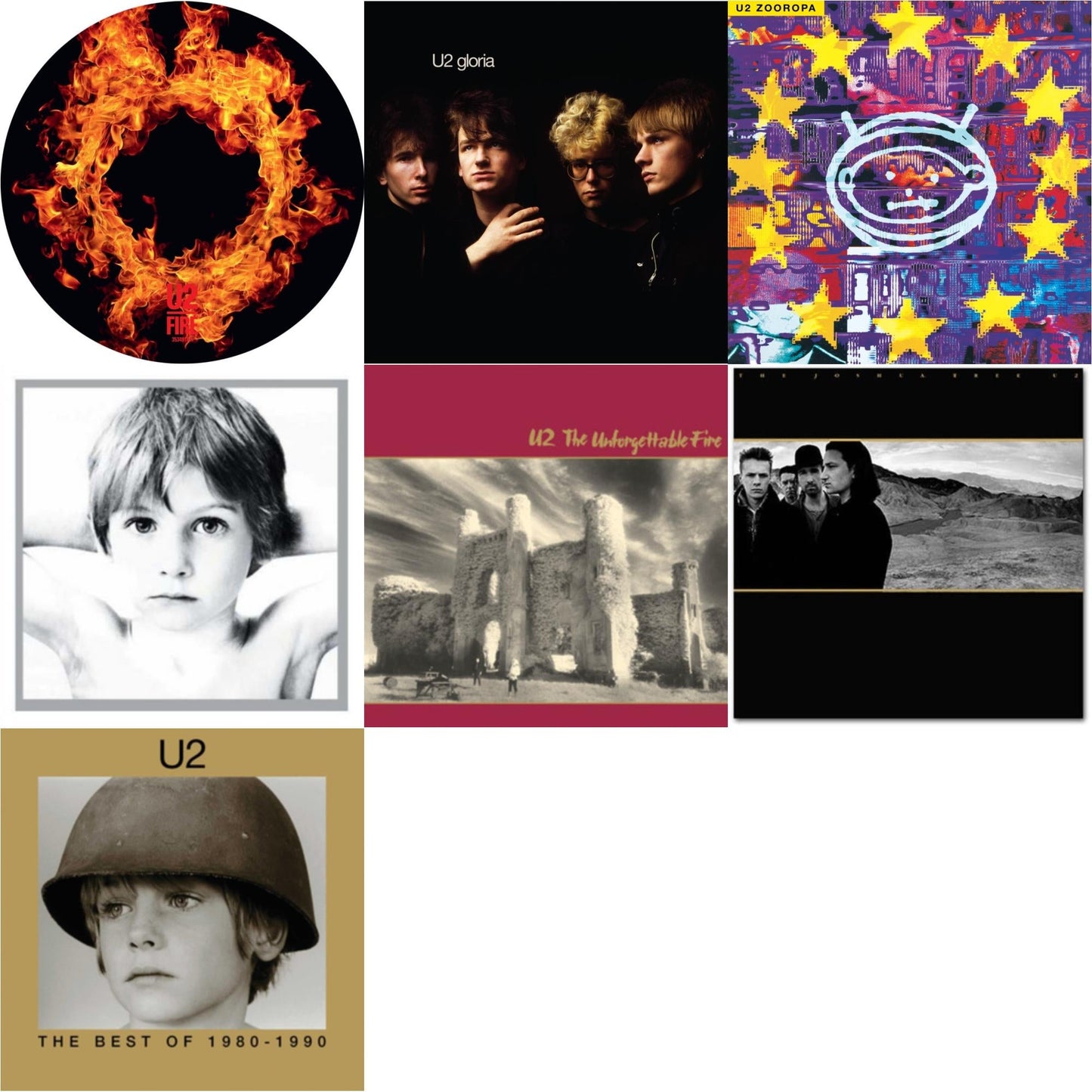 Fire (40Th Anniversary Edition/Picture Disc) & Gloria (40Th Anniversary/180G/Transparent Yellow LP Vinyl) & Zooropa (Transparent Yellow/2LP) & Boy & Unforgettable Fire & Joshua Tree & Best Of 1980-1990 (180G/2 LP)