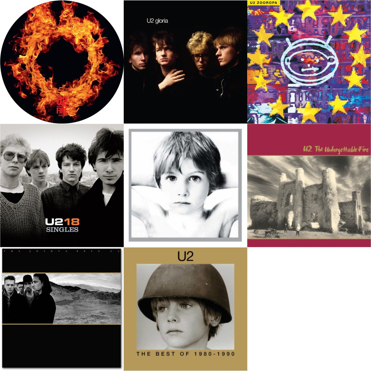 Fire (40Th Anniversary Edition/Picture Disc) & Gloria (40Th Anniversary/180G/Transparent Yellow LP Vinyl) & Zooropa (Transparent Yellow/2LP) & U218 Singles & Boy & Unforgettable Fire & Joshua Tree & Best Of 1980-1990 (180G/2 LP)