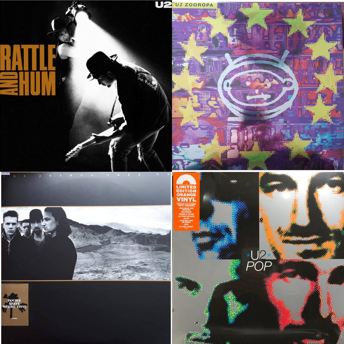 Rattle & Hum & Zooropa (Transparent Yellow/2LP) & Joshua Tree & Pop (2LP/Orange)