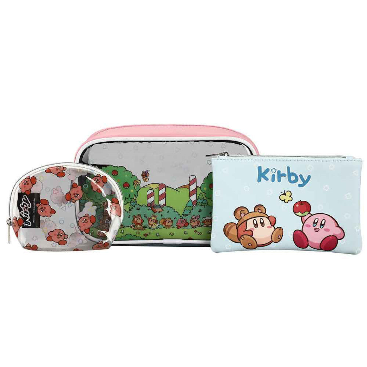 This is brand new.KIRBY PICNIC TRAVEL COSMETIC BAGS - SET OF 3

Travel cosmetic bags
Set of 3
Zipper closure
Material: Synthetic Leather
Dimensions: Large Bag 9W x 7H x 2 1/4D in. Medium Bag 6 1/2W x 5H x 2D in. Small Bag 5 1/2W x 5H x 1D in.
