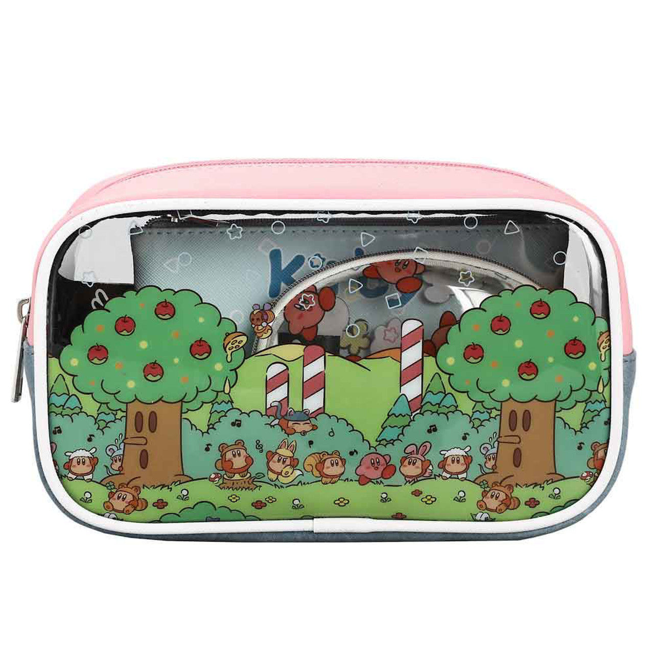 This is brand new.KIRBY PICNIC TRAVEL COSMETIC BAGS - SET OF 3

Travel cosmetic bags
Set of 3
Zipper closure
Material: Synthetic Leather
Dimensions: Large Bag 9W x 7H x 2 1/4D in. Medium Bag 6 1/2W x 5H x 2D in. Small Bag 5 1/2W x 5H x 1D in.