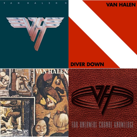 This is a 4 LP Vinyl SKU bundle.
1.This LP Vinyl is brand new.Format: LP VinylMusic Style: Hard RockThis item's title is: Van Halen Ii (180G/Remastered)Artist: Van HalenLabel: RHINO/WARNER BROS.Barcode: 081227954932Release Date: 7/10/2015
2.This LP Vinyl is brand new.