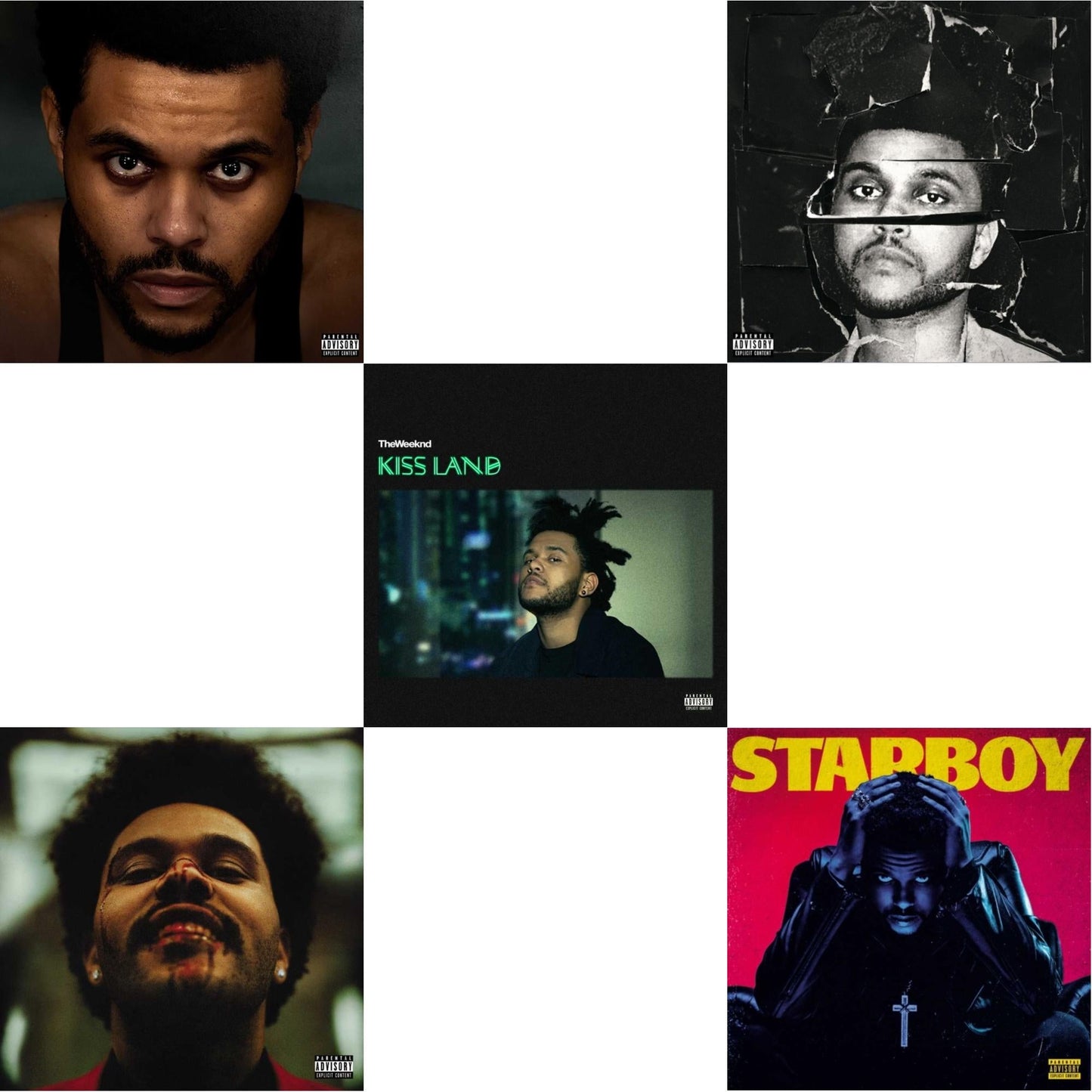Hurry Up Tomorrow (X) & After Hours (X) & Kiss Land & Beauty Behind The Madness (X) & Starboy (Ex)