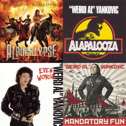 This is a 4 CD SKU bundle.
1.This CD is brand new.Format: CDMusic Style: ParodyThis item's title is: AlpocalypseArtist: Weird Al YankovicLabel: LEGACYBarcode: 886978932624Release Date: 6/21/2011
2.This CD is brand new.