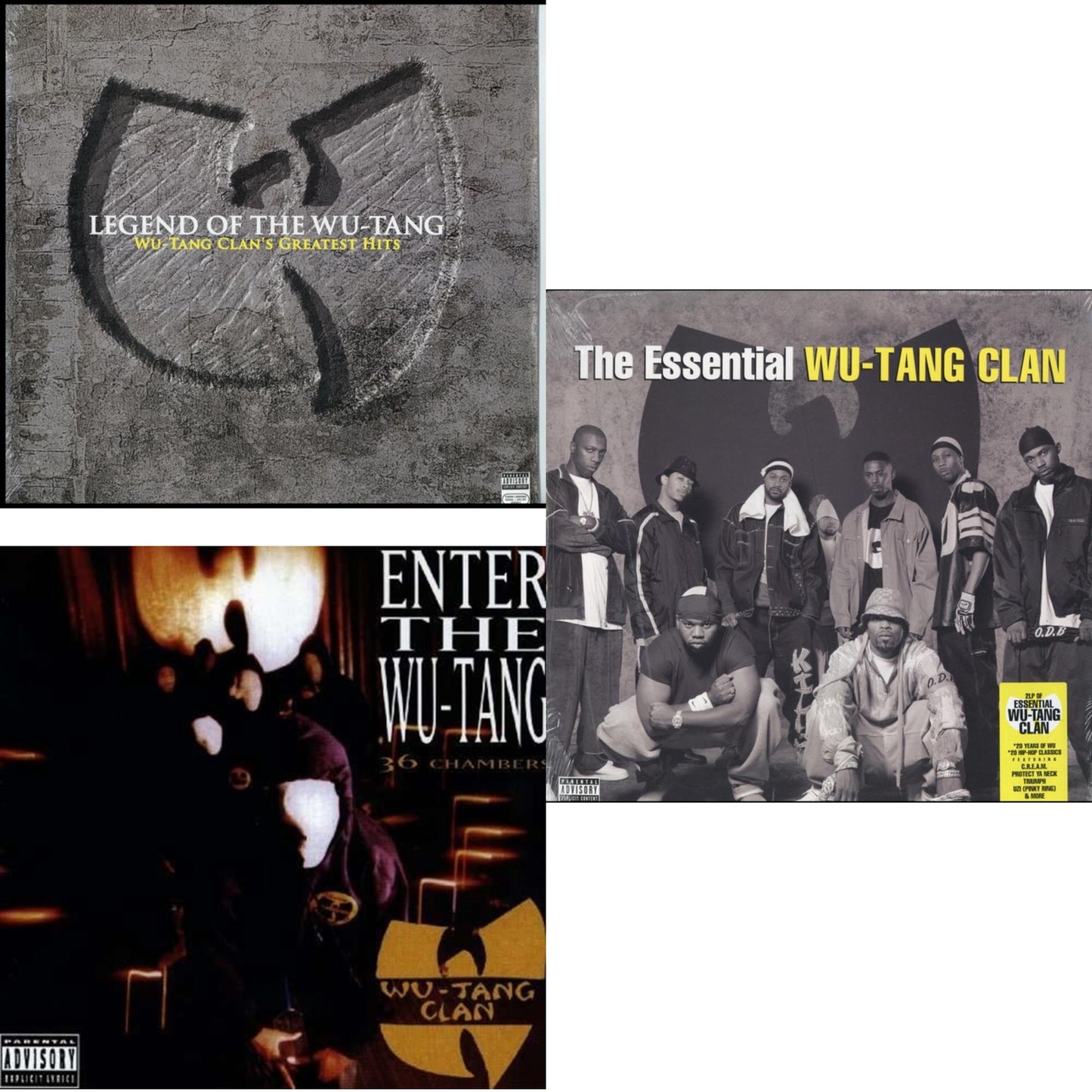 This is a 3 LP Vinyl SKU bundle.
1.This LP Vinyl is brand new.Format: LP VinylThis item's title is: Legend Of The Wu-Tang: Greatest HitsArtist: Wu-Tang ClanLabel: LEGACYBarcode: 828766164510Release Date: 10/26/2004
2.This LP Vinyl is brand new.