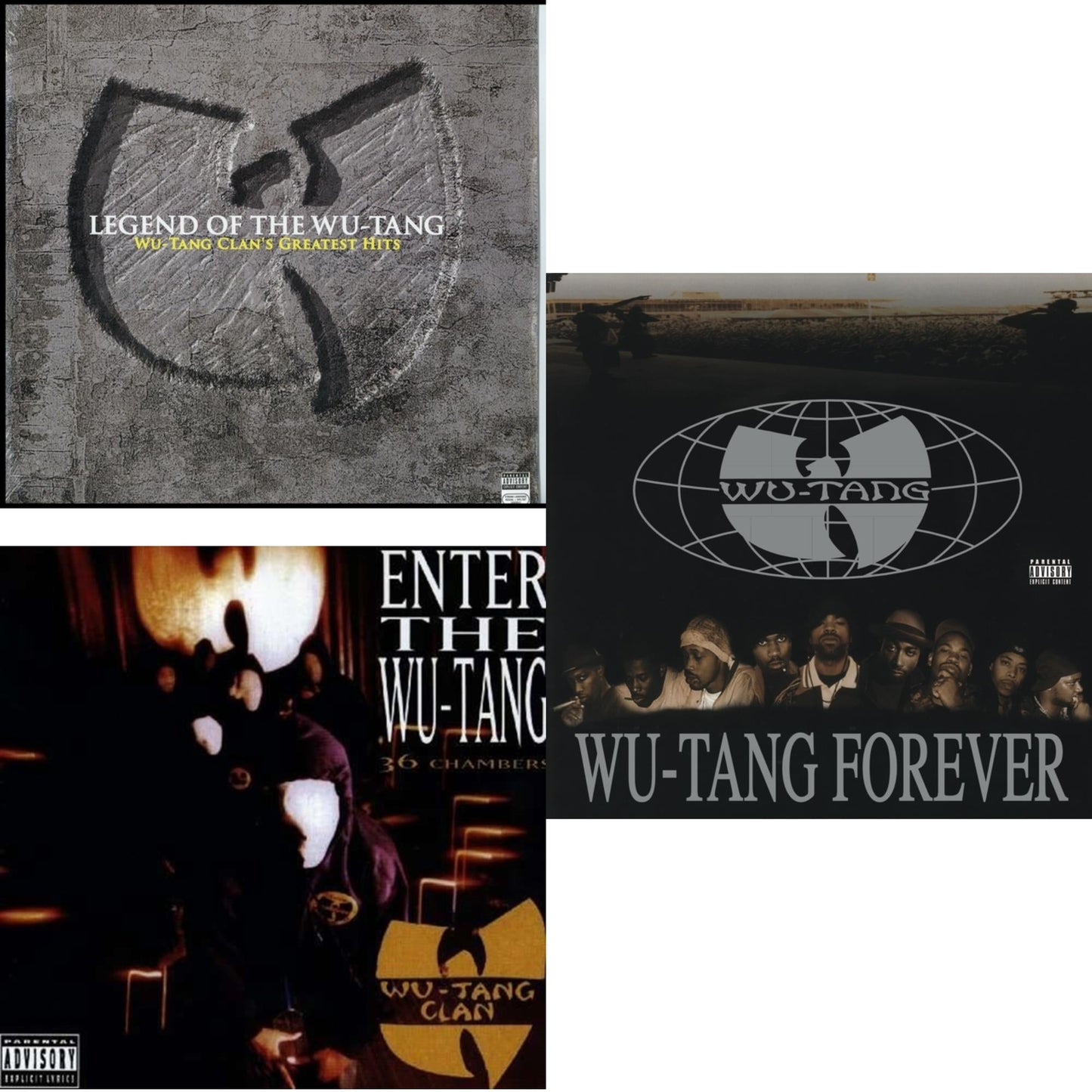 This is a 3 LP Vinyl SKU bundle.
1.This LP Vinyl is brand new.Format: LP VinylThis item's title is: Legend Of The Wu-Tang: Greatest HitsArtist: Wu-Tang ClanLabel: LEGACYBarcode: 828766164510Release Date: 10/26/2004
2.This LP Vinyl is brand new.