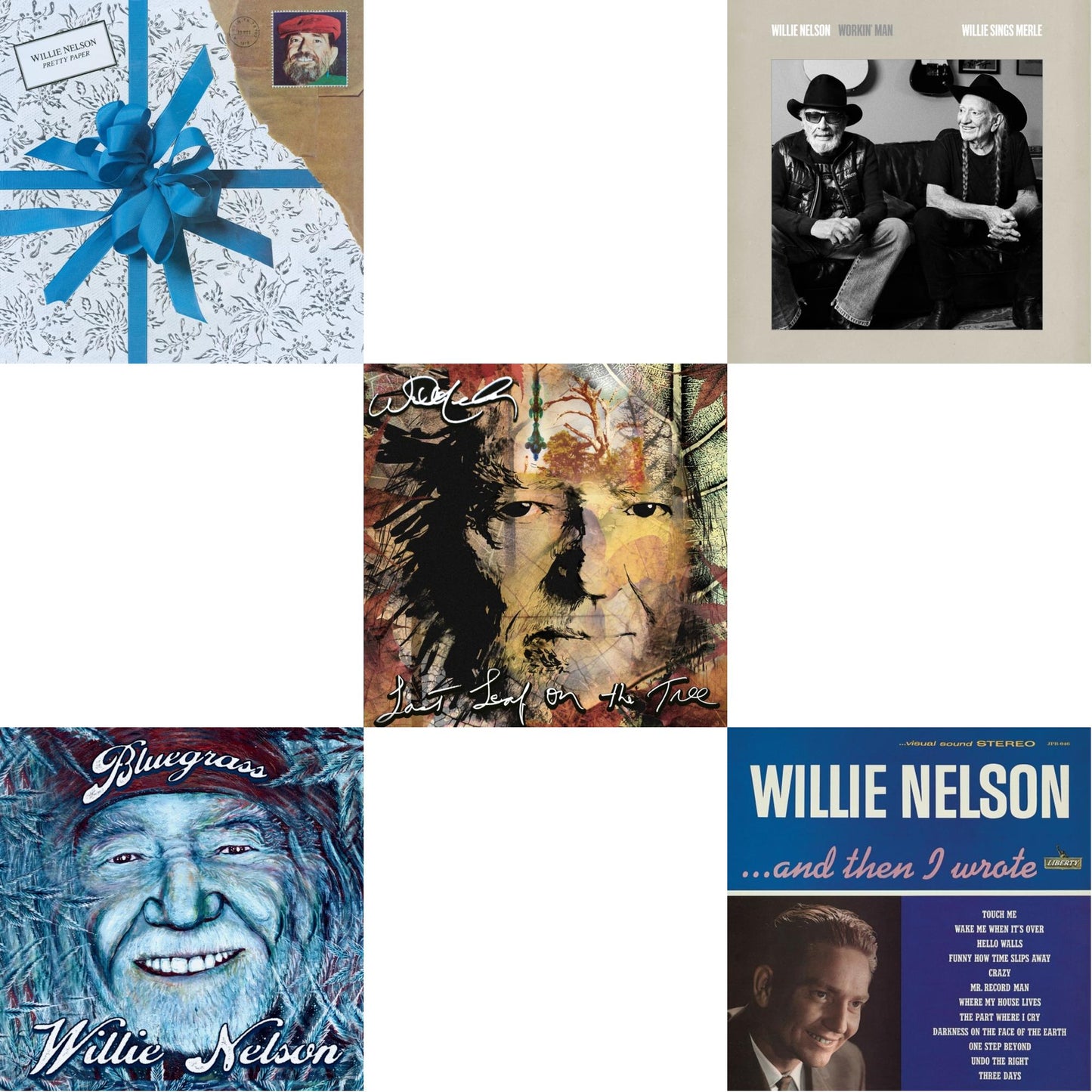 Pretty Paper & Bluegrass (Electric Blue LP Vinyl) & Last Leaf On The Tree (Amber Fossil Vinyl/2LP) & Workin Man: Willie Sings Merle & And Then I Wrote (Blue LP Vinyl)