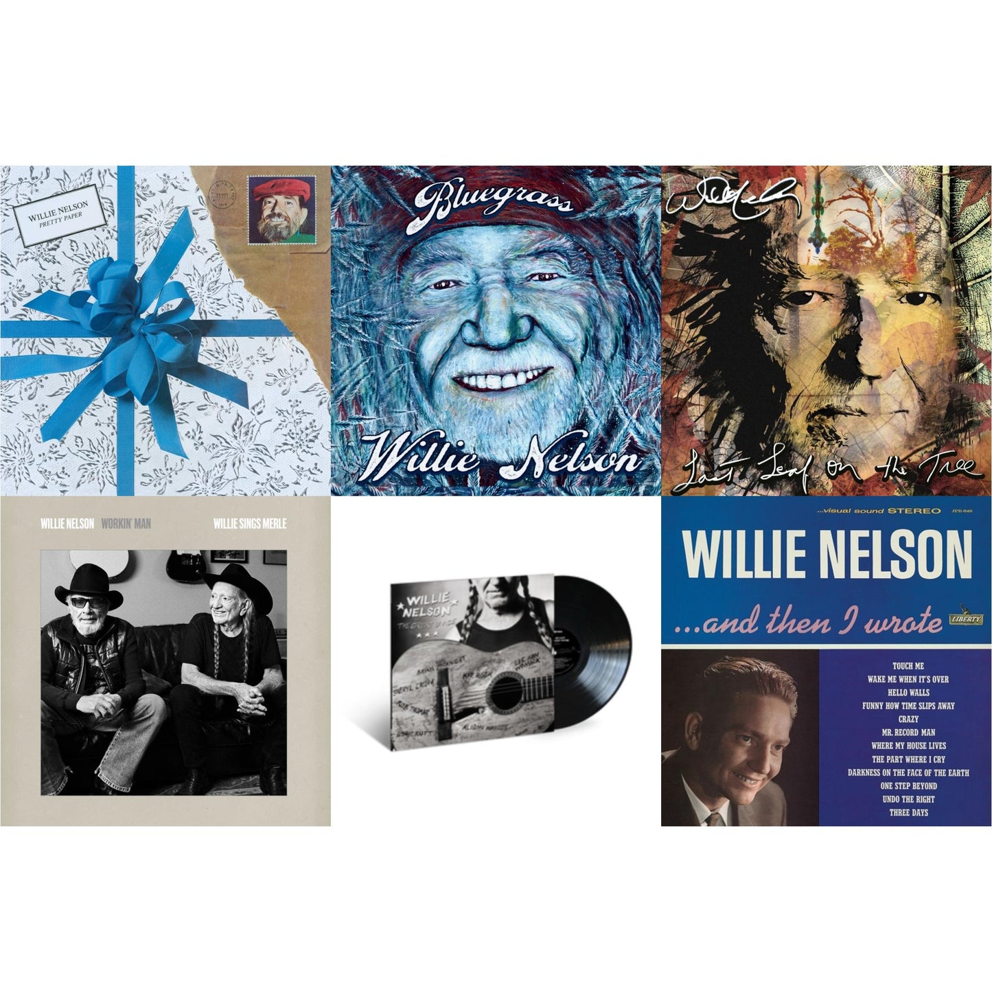 Pretty Paper & Bluegrass (Electric Blue LP Vinyl) & Last Leaf On The Tree (Amber Fossil Vinyl/2LP) & Workin Man: Willie Sings Merle & Great Divide & And Then I Wrote (Blue LP Vinyl)