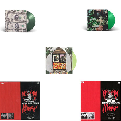 $Uicideboy$ - Long Term Effects Of Suffering (Glow Green LP Vinyl) & Sing Me A Lullaby My Sweet Temptation (Green LP Vinyl) & New World Depression (Coke Bottle LP Vinyl) & I Want To Die In New Orleans (Red/Black LP Vinyl) & I Want To Die In New