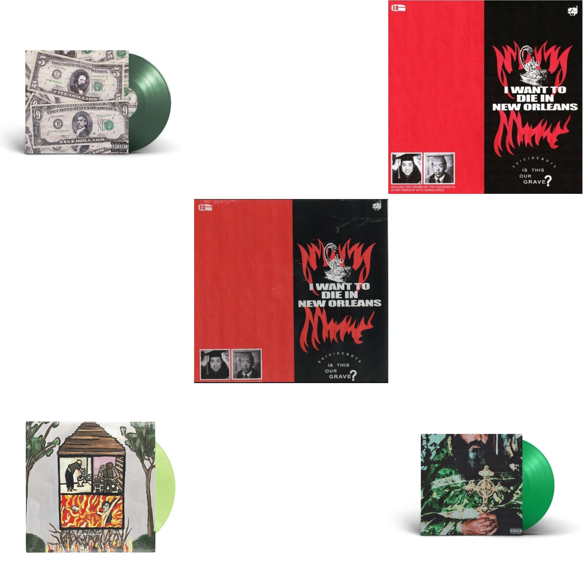 This is a 5 LP Vinyl SKU bundle.
1.This LP Vinyl is brand new.Format: LP VinylMusic Style: Cloud RapThis item's title is: Long Term Effects Of Suffering (Glow Green LP Vinyl)Artist: $Uicideboy$Label: G*59 RecordsBarcode: 196292283754Release Date: 5/13/2022
2.