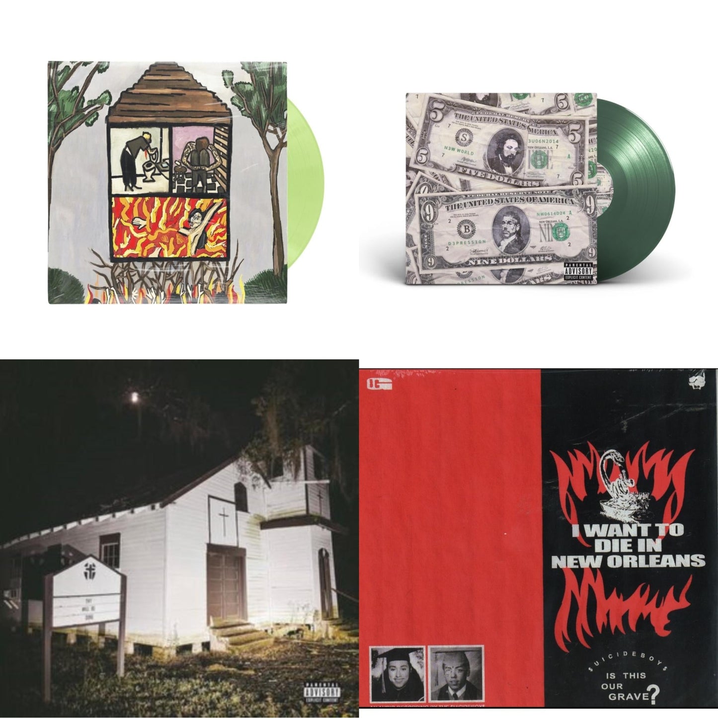 Long Term Effects Of Suffering (Glow Green LP Vinyl) & New World Depression (Coke Bottle LP Vinyl) & Thy Will Be Done & I Want To Die In New Orleans (Red/Black LP Vinyl)