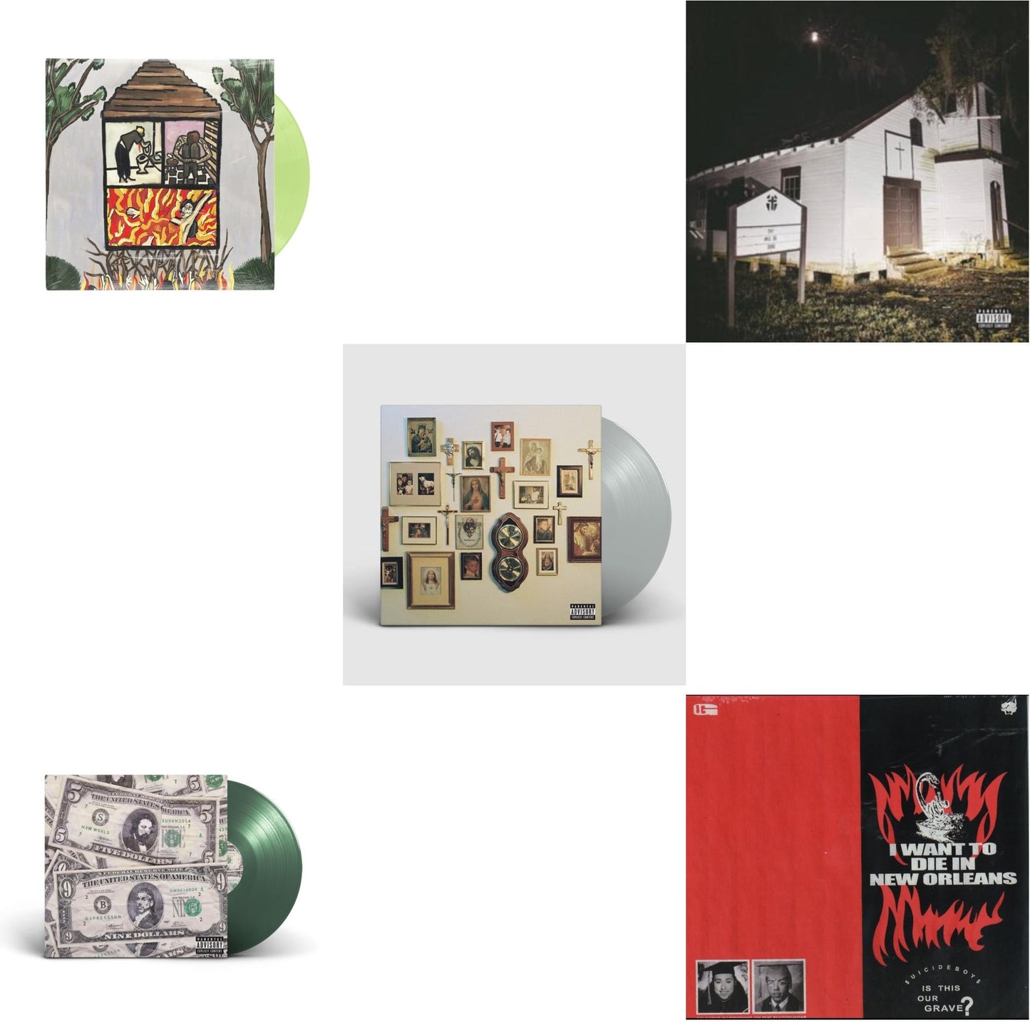 Long Term Effects Of Suffering (Glow Green LP Vinyl) & New World Depression (Coke Bottle LP Vinyl) & Thy Kingdom Come (Translucent Natural LP Vinyl) & Thy Will Be Done & I Want To Die In New Orleans (Red/Black LP Vinyl)
