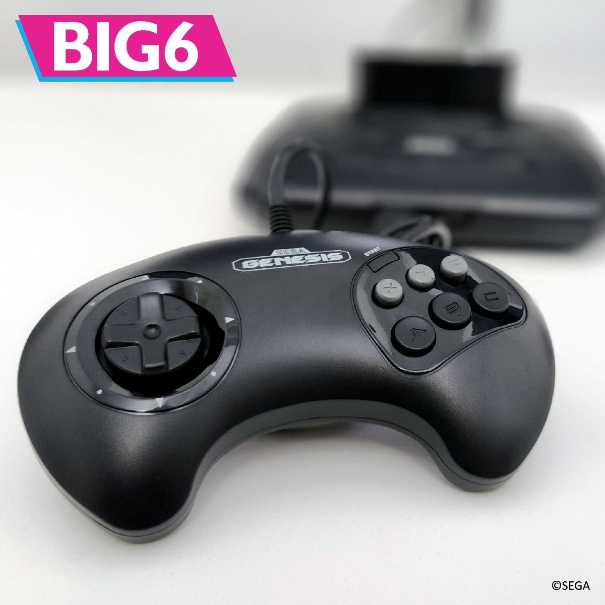 SEGA Genesis Wired BIG6 Control Pad - Original Port: Black - Retro-Bit