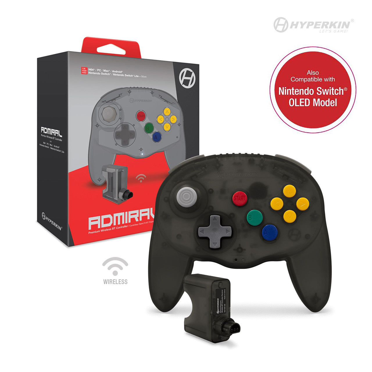 This is brand new.Take your game night to the next level with the "admiral", the first wireless BT Controller for the N64! Its comfortable, ergonomic design, high performance analog joystick, and dual Z buttons give you the edge you need to double jump, z-target, and smash your way through any competition.