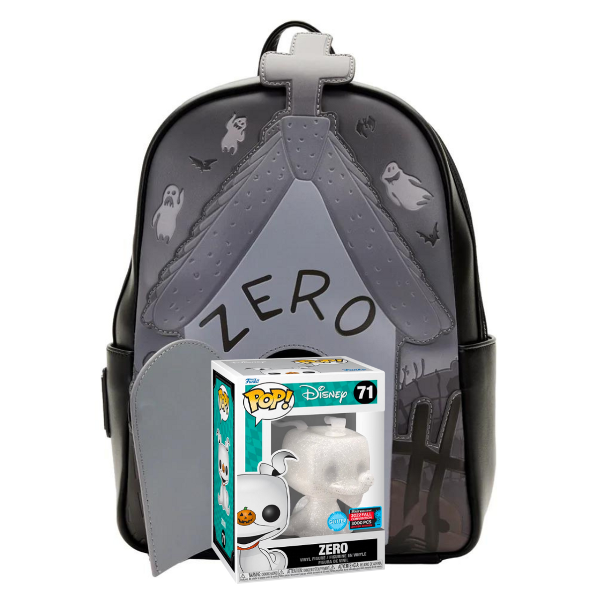 Loungefly NYCC The Nightmare Before Christmas Zero Pop! and Mini Backpack Bundle The Nightmare Before Christmas Zero Graveyard Light Up Mini  main image 3